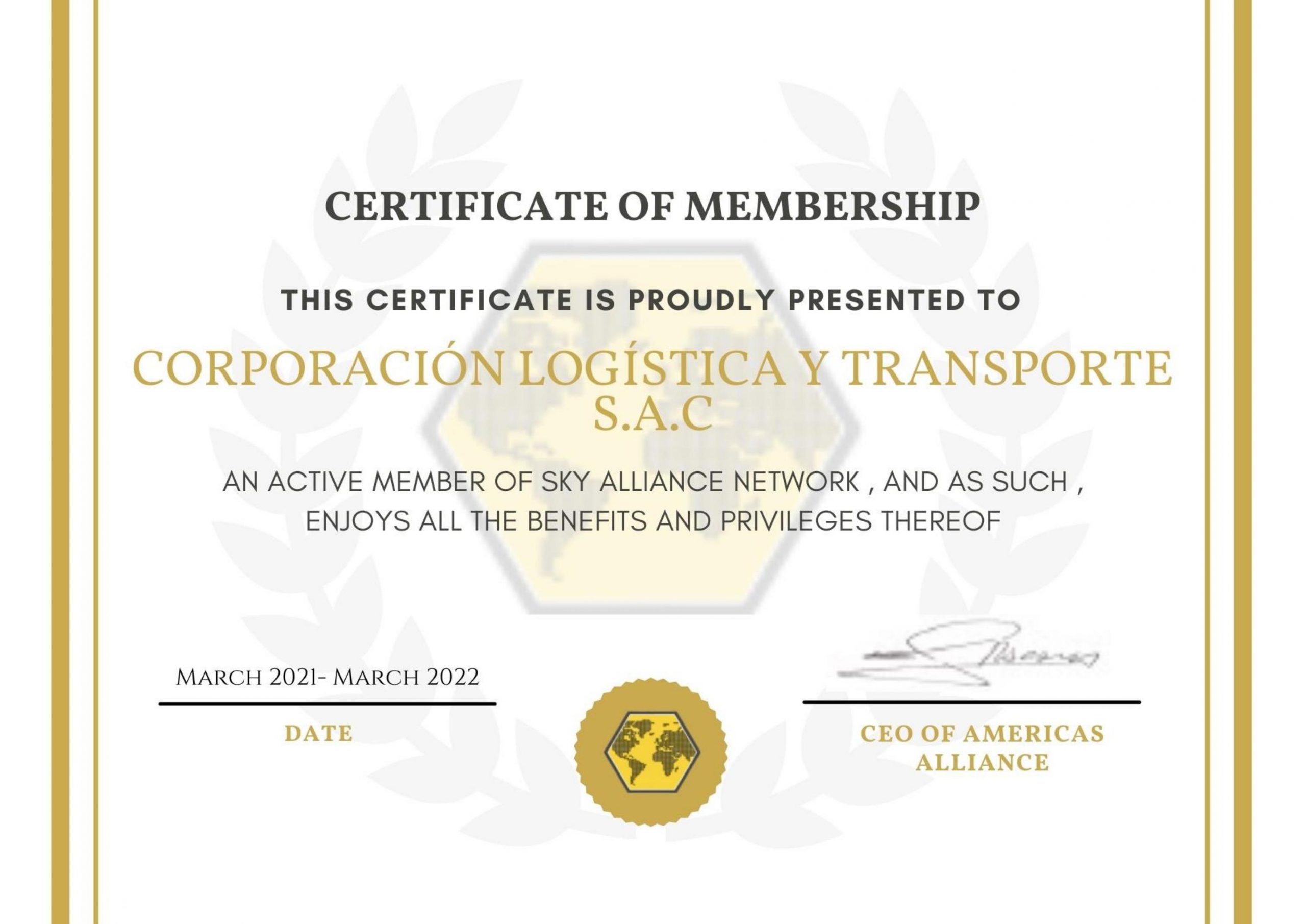 Sky Alliance Membership - Corporacion Logistica & Transporte S.A.C.