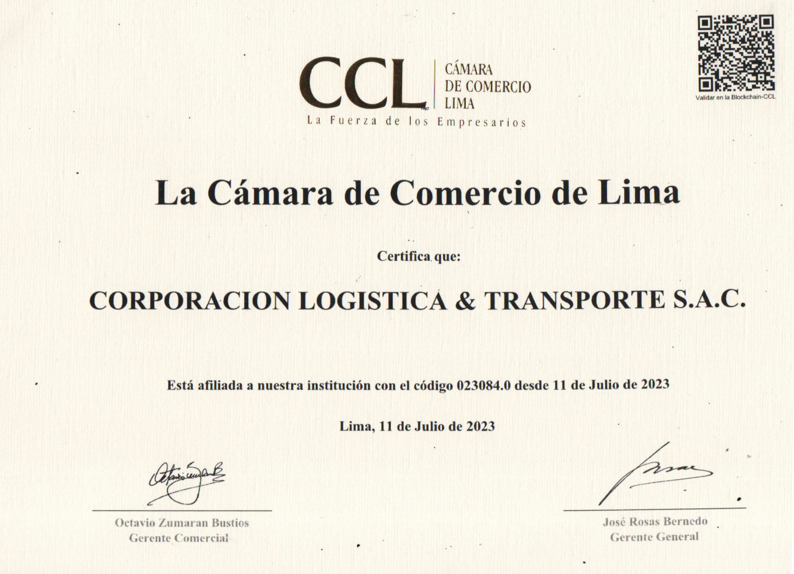 CLT Certificado Camara de Comercio de Lima