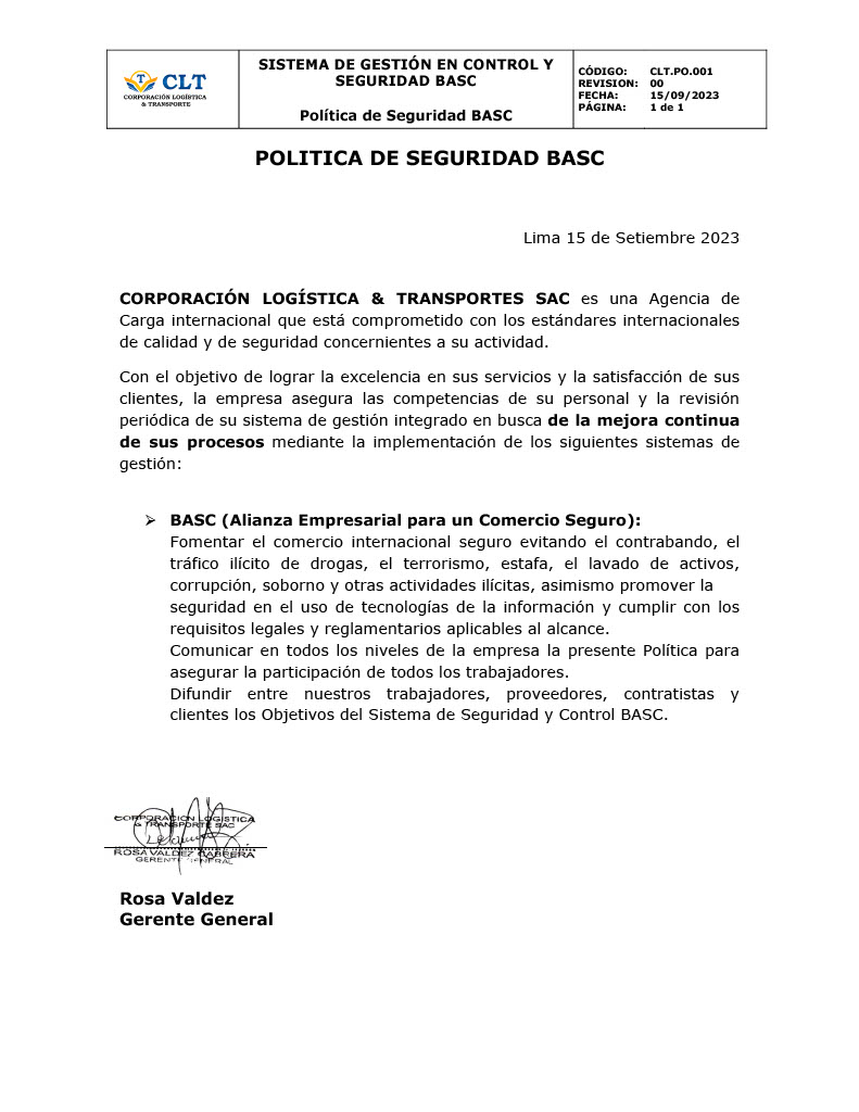 POLITICA DE SEGURIDAD BASC